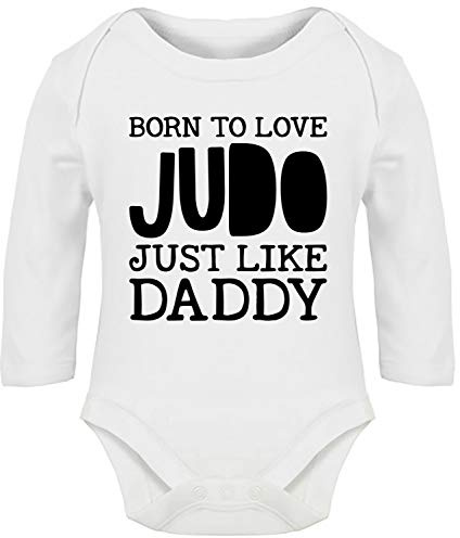Hippowarehouse Born to love judo just like daddy baby vest bodysuit (long sleeve) boys girls