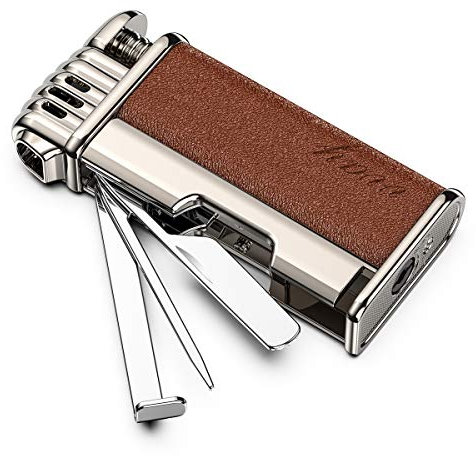 VVAY Pfeifenfeuerzeug Nachfüllbar Gasfeuerzeug Tabak Pfeifen Feuerzeug mit Pfeifenbesteck Anzünder für Pfeifen (Ohne Gas verkauft)