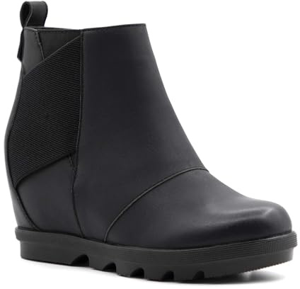 Athlefit Women's Wedge Boots Comfortable Ankle Wedge Booties With Zipper Black US 9