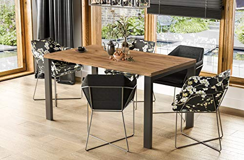 Endo-Moebel Design Esstisch Garant 130cm - 220 Metall erweiterbar Metallgestell Küchentisch (Eiche Craft Gold)