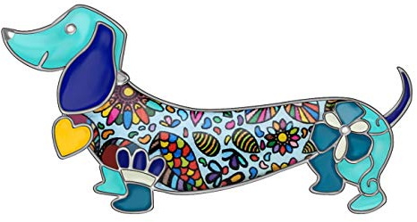 WEVENI Niedliche Dackel-Hunde-Brosche aus Metalllegierung, Emaille, Anzug, Kleid, Zubehör für Damen, Mädchen, Party-Geschenk (blau)