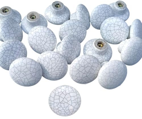 Mou 20 Pcs Ceramic Drawer Pulls, Retro and Elegant Cracked Cabinet Handles, HD08-20