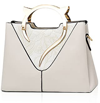 NICOLE & DORIS Damen Handtaschen Designer Klein Tasche Mit Geschnitztem Frauen Umhängetasche mit abnehmbarem Schultergurt Weiß
