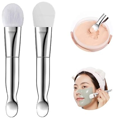 Face Mask Brush 2Pcs, Jrsoul He Face Mask Applicator Double-Ended, Suitable For Mud, Clay, Charcoal Mix Mask, Soft Makeup Beauty Brush Tool For Applying Creams, Lotions