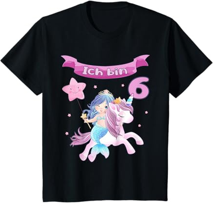 6. Geburtstag – Einhorn und Meerjungfrau Mädchen 6 Jahre T-Shirt