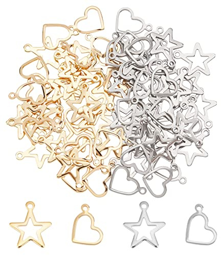 UNICRAFTALE Herz Anhänger Stern Charms 304 Edelstahl Hohl Weihnachten Schmuckanhänger Stern Ohrringe Halskette Charms Anhänger Für Die Schmuckherstellung