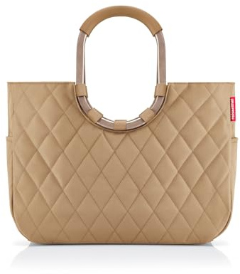 reisenthel loopshopper L frame rhombus ginger – Stabile Tasche mit praktischen Fächern aus recycelten PET-Flaschen – Charmantes und wasserabweisendes Design