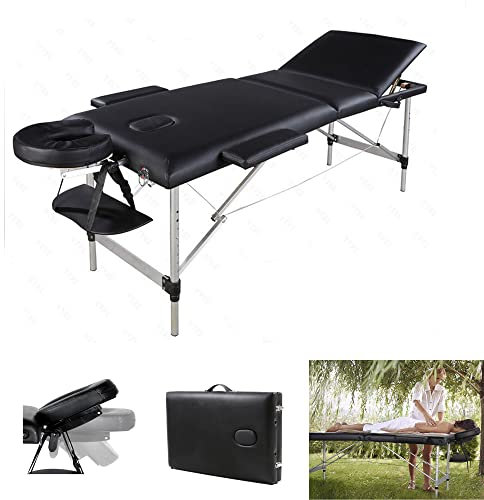3 Zonen Verstellbare Massageliege Massagestuhl Alu Kosmetikliegen Mobile Massagetisch klappbar höhenverstellbar Therapieliege tragbar für Therapiebehandlung inkl. Kopfstütze + Tragetasche
