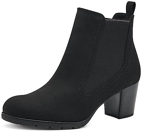 MARCO TOZZI Damen Chelsea Boots mit Absatz zum Schlupfen, Schwarz (Black), 37 EU