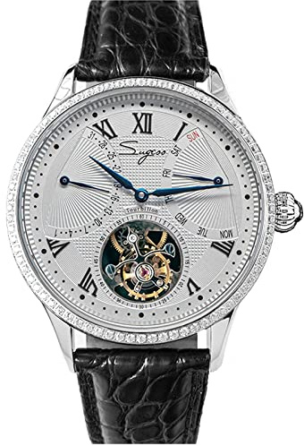 SU8004BKRD Tourbillon Master Seagull ST8004 Reloj mecánico para hombre con movimiento de cristal de zafiro 1963, negro