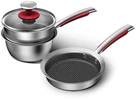 OQHAIR Cookware Set 16cm Breakfast kitchen u For Kitchen Frying Pan Milk Pan Stainless Steel Non Stick Cookware Set (Color : A, Size (A