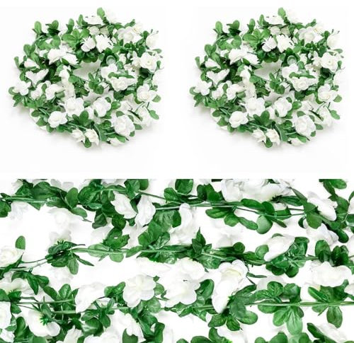 Artificial Flower Garlands 3 Strand 8Ft Long Artificial Flower Vines for Decoration Artificial Peony Vines Garland Fake Flower Plants Arts Hanging,for Outdoor Indoor Wedding Wall Garden Badroom