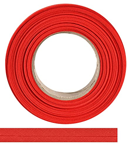 ME:NaMa Schrägband aus 100% Baumwolle - 10 m x 50 mm (gefalzt) - Hochwertiges Einfassband, Baumwollband, Schrägband - Ideal zum DIY-Nähen - In Belgien hergestellt, auf Einer Rolle (Rot)