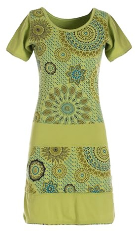 Vishes - Alternative Bekleidung - Kurzarm Damen Sommer-Kleid Mini-Kleid Tunika-Kleid T-Shirtkleid hellgrün 38