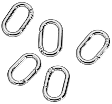 Baoblaze 5 Stück Karabiner mit ovalen Federringen, 2,5 cm, Karabinerhaken aus Zinklegierung, Metall-Federclips für Taschen, Gepäckzubehör, Silber