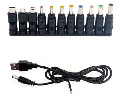 JZK Universelles 5,5 x 2,1 mm DC-USB-Kabel mit 11 verschiedenen Netzadapter-Aufsätzen, USB-Adapter, Stecker-Set, kompatibel mit Laptop, Ladegerät, Router, LED-Geräten