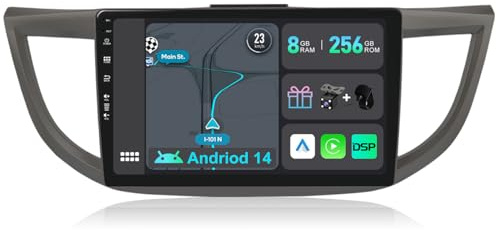 [8GB+256GB] Android 14 Autoradio per Honda CRV 2012-2016-[Incorporato Carplay/Android Auto/DSP/GPS]-10.1 pollice IPS Touch Screen-Camera+MIC Incluso-DAB/Mirror Link/Bluetooth 5.0/360/AHD Camera