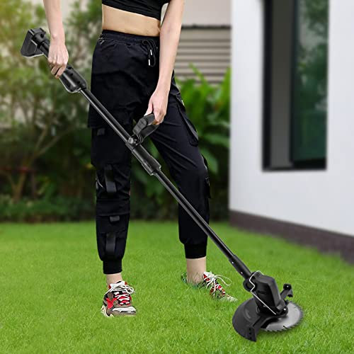MEELRYD Akku Rasentrimmer mit Akku, Effizienter Rasenmäher mit 4 Arten von Schneidklingen und 1500mAh Batterie 8500rpm/min 90°Schwenkbarem für Garden, Trimmen,Orange