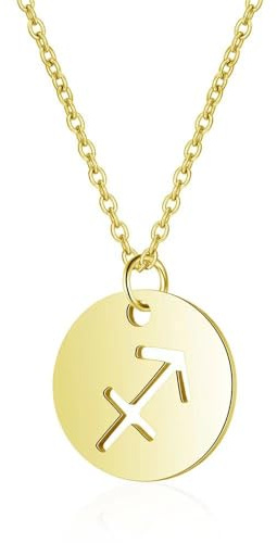 BYLITZ Sternzeichen Kette mit Geschenkbox und Karte Zodiak Halskette mit Anhänger für Frauen Damen Tochter Nichte Enkelin Freundin Mädchen (Schütze Gold | LED Box)