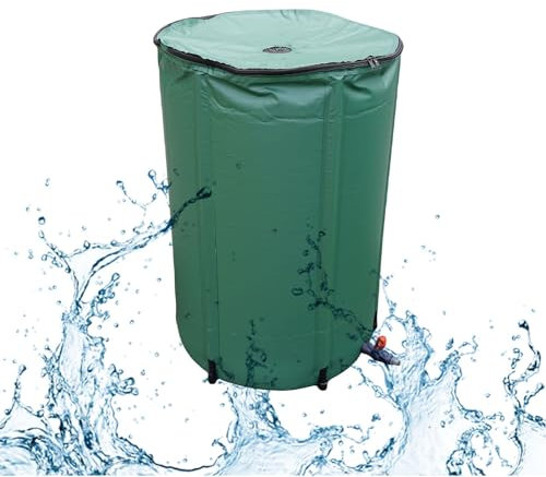 Tonneau de pluie portable avec robinet et support 1000 L pour collecte d'eau de pluie de jardin