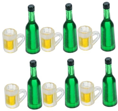 Vaguelly Mini-Bierkrug-Set Für Puppenhaus Kreative Bierflaschen-Requisiten Aus Kunstharz Hausdekoration Bezaubernde Miniatur-bierbecher Für Foto-Requisiten