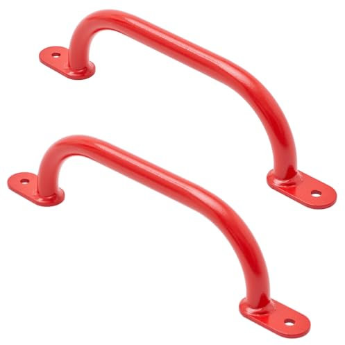 Maniglie da arrampicata per esterni e interni, in metallo, per parco giochi, arrampicata, torre da gioco, letto a soppalco, scala e parete da arrampicata nella cameretta dei bambini (350 mm, rosso, 2