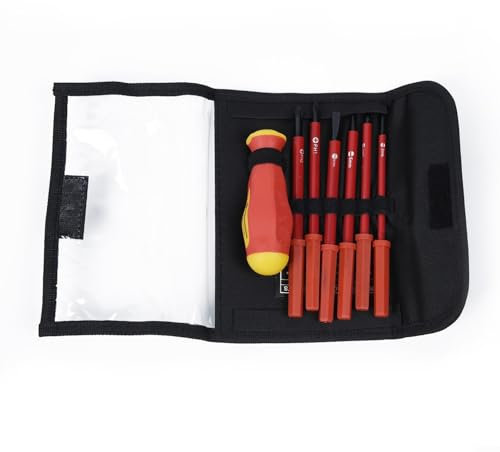 Eawfgtuw Jeu de 7 tournevis isolés pour électricien, kit d'outils à main à double tête avec lames en alliage d'acier, 4 pointes plates et 2 têtes pour l'entretien électrique, longueur 15,5 cm