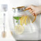 1,8 L Pichet à Eau en Verre Borosilicate, Cruche en Verre avec Couvercle et Anse, Pichet à Thé Glacé, Carafe d'eau pour Porte de Réfrigérateur, Carafe à Eau en Verre pour Boisson Chaudes & Froides (A)