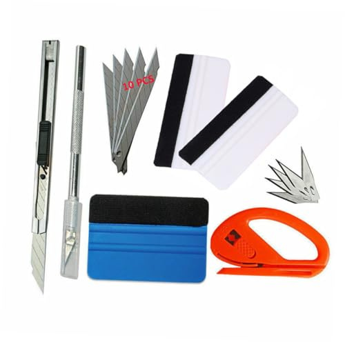 Amosfun 7 Pièces Outil de Film de Changement de Couleur Teinte de vitre de Voiture pellicule de Vinyle de Voiture Outil de Film de Vinyle d'enveloppe de Voiture grattoir d'emballage