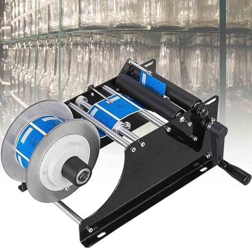 IYUESQ Manuelle runde Etikettiermaschine, Verstellbarer Etikettenspender für Glas-, Kunststoff- und Metallflaschen, Selbstklebende runde Flaschenetikettenpaste, Etikettiermaschine, Etiket