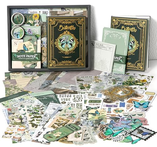 Mocrop 350 Stück Scrapbook Zubehör Set, Bullet Journal Zubehör Mit Heißprägeverfahren A6 Rasterbuch, Wunderschön Scrapbook Stickers, Geschenk Für Teenager Und Kinder, Kreatives Tagebuch