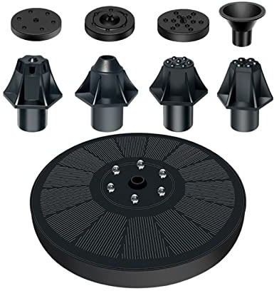 TRDEWR Pompe à Eau Solaire de Fontaine avec des lumières menées par Couleur for Le Bain d'oiseau 3W avec 7 becs ; Réservoir de Bassin de Jardin Flottant à 4 fixateurs Protection De SéCurité
