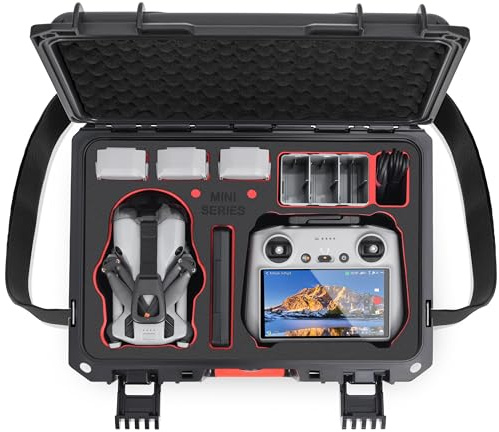 STARTRC Étui de Transport Rigide étanche pour DJI Mini 5 Pro Fly More Combo Accessoires pour contrôleur DJI RC 2/RC-N3, 7 Batteries et hub de Chargeur [Coque Uniquement]