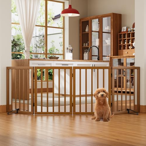 Morwdxef Hundegitter für den Innenbereich 60 cm hoch freistehend Treppengitter für Hunde 4-teilig faltbar Haustiergitter für Innen, Treppen, Türen und Flure