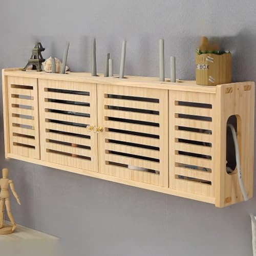 YHWKGZ Wandmontierter Aufbewahrungsbox, WLAN Schrank, Regal aus Holz, TV-Receiver und Mediengeräte, Router-Schrank(76 x 12 x 28 cm/30 x 4.7 x 11 in)