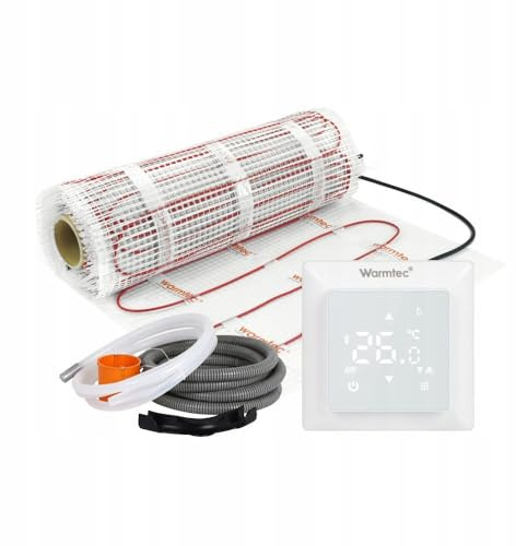 WARMTEC elektrische Fußbodenheizung 170 W/m² | Fußbodenheizung elektrisch selbstklebend | Heizmatte mit Thermostat für Bodenwärme unter Fliesen | Bodenheizung mit IPX7 Schutzklasse | WRT Weiß 2m²