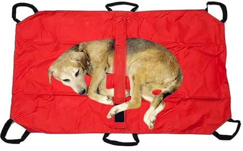 Camilla para el transporte de perros, transportín de emergencia para animales con correa de seguridad, tela deslizante para ayuda, con correa de seguridad para mantener a su mascota segura