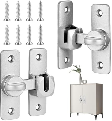2 Packs Sliding Door Lock,Flip Sliding Barn Door Lock,Sliding Door Latch with 90/180 Degree Flip Design for Bathroom,Bedroom,Barn Door,Window‎(Silver)
