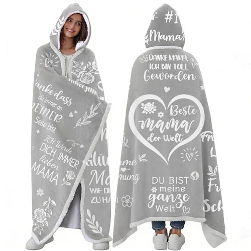 Aellowet Muttertagsgeschenke für Mama, Decke mit ärmeln Beste Mama Geschenk von Tochter Sohn, Kuscheldecke mit Ärmeln Geschenke für Mutter von zum Muttertag Geburtstag Weihnachten