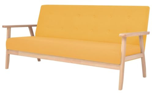 mtlskopl 3-Sitzer Sofa Gelb 158 x 67 x 73 cm Skandinavisches Design mit Massivholzrahmen Bequemes kleines Sofa für Wohnzimmer Büro Flur