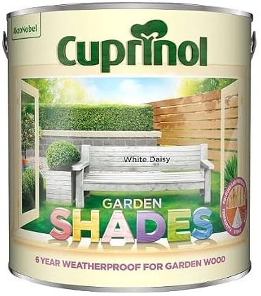 White Daisy Garden Shades Matt Wood Treatment 2.5L | Exterior Wood Paint and Protector | Matt Finish for Sheds Fences Garden Furniture and Outdoor Timber