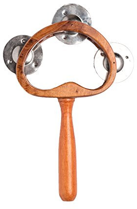 Tamburin Schellenring Schellenkranz Tambourin Mahagoni Holz Handarbeit Bali R74