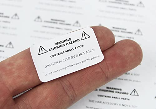 Warning Labels/Stickers for Hair Bows and Accessories. White Label/Black Text (20 Sheets)