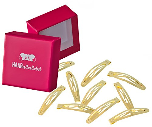 Haarallerliebst Haarspangen klein & gebogen für Kinder & Damen – 10 Stück in gold (4,3 cm) inkl. Aufbewahrungsbox – Ideal für normales, dickes & voluminöses Haar