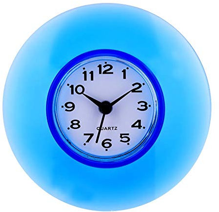 Nikou Dusche Wanduhr, Badezimmeruhr mit Saugnapf, Runde Mini wasserdichte Uhr Cute Badezimmer Kinderzimmer Zeitwerkzeug für Badezimmer, Küche, Wohnzimmer, Schlafzimmer (Blau)