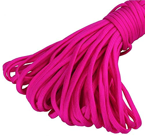 King of Trade Paracord 550 Fallschirmschnur Schnüre Nylonleine 4 mm stark, 15 m lang Farbe hot pink