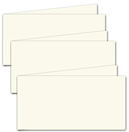 50x faltbares Einlege-Papier für DIN Lang Doppelkarten quer - Creme - 102 x 410 mm (102 x 205 mm gefaltet) - ideal zum Bedrucken mit Tinte und Laser - Mattes Papier von Gustav NEUSER