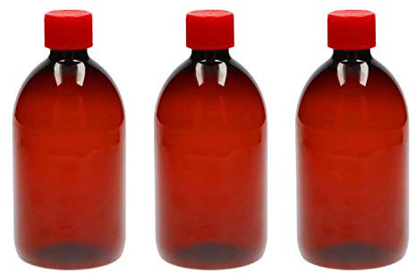 VENTON Set of 3 Empty Plastic Bottles for Filling 500 ml I Transparent Plastic Filling Bottles with Push Twist Lid I Medicine Bottles I Refill Bottles I Medium Empty Bottles