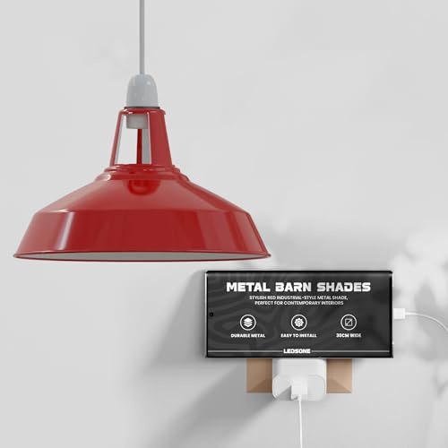 LEDSone Vintage Industrie-Pendelleuchten, Lampenschirme aus Metall im Retro-Modern-Stil, antike Schirme für Deckenleuchten, Lampenschirme für Leuchten in Schlafzimmer, Küche und Badezimmer (Rot)