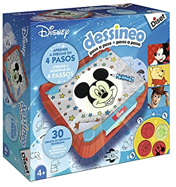 Diset - Desineo apprend à Dessiner étape par étape, Jouet éducatif pour Apprendre avec Les Personnages préférés de Disney à partir de 4 Ans